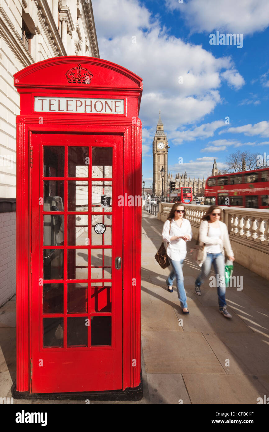 Cuadro teléfono rojo y el Big Ben de Londres:: Inglaterra Foto de stock