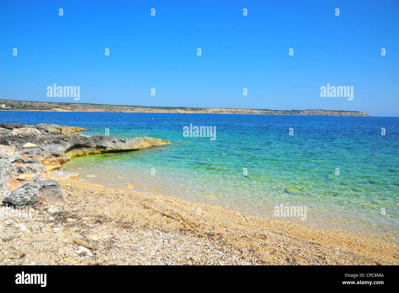 La bahía de Mellieha Malta Foto de stock