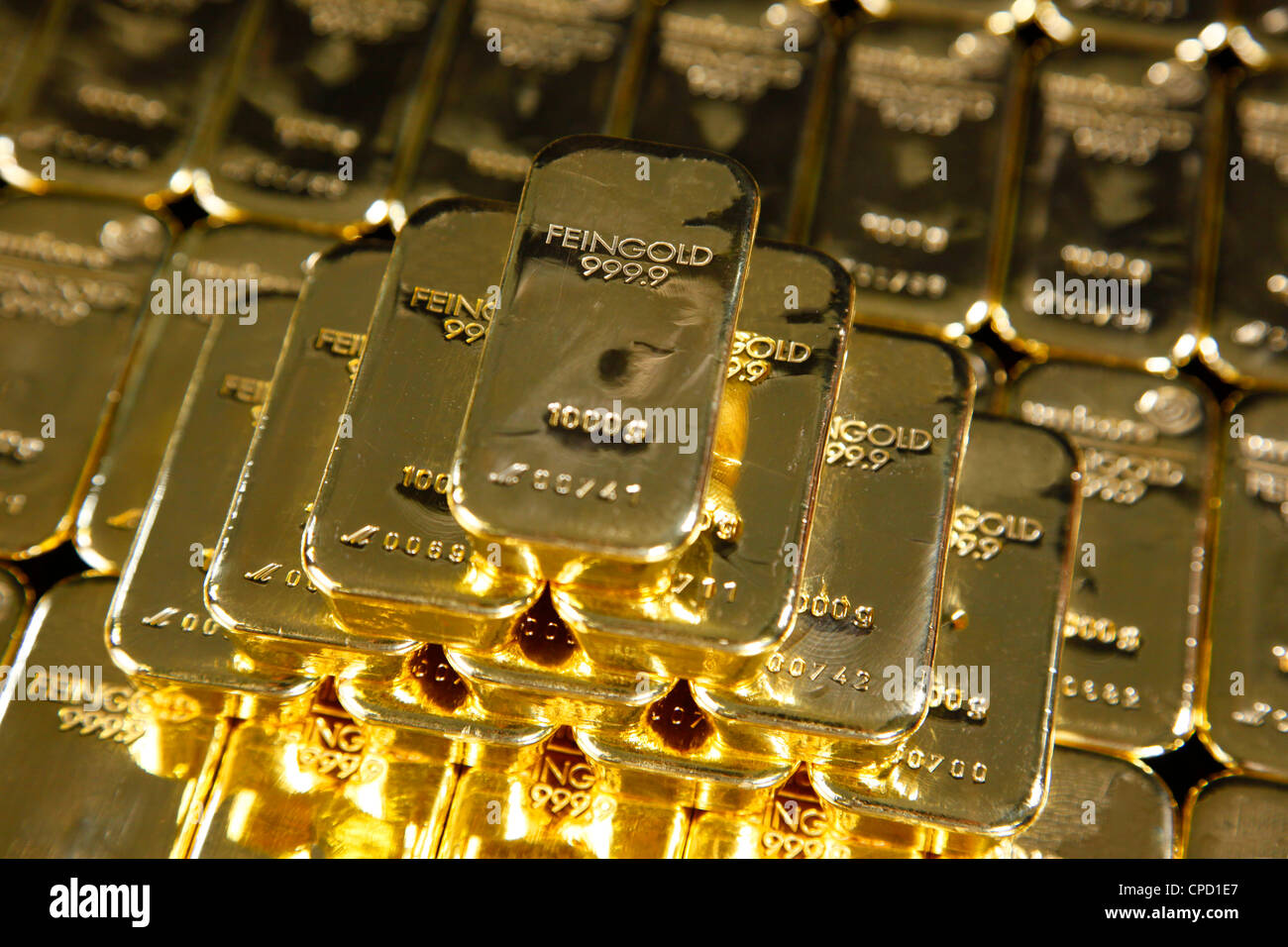 Lingotes de oro, Frankfurt, Alemania, Europa Foto de stock
