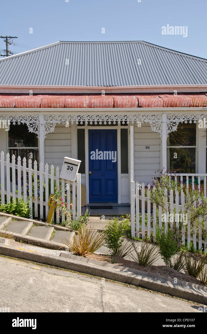 La calle más empinada del mundo, Baldwin Street, Dunedin, Otago, Isla del Sur, Nueva Zelanda, el Pacífico Foto de stock