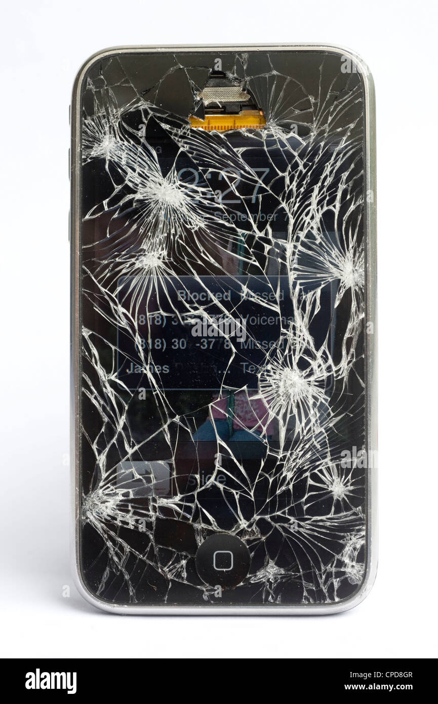 IPhone con vidrio agrietado Foto de stock