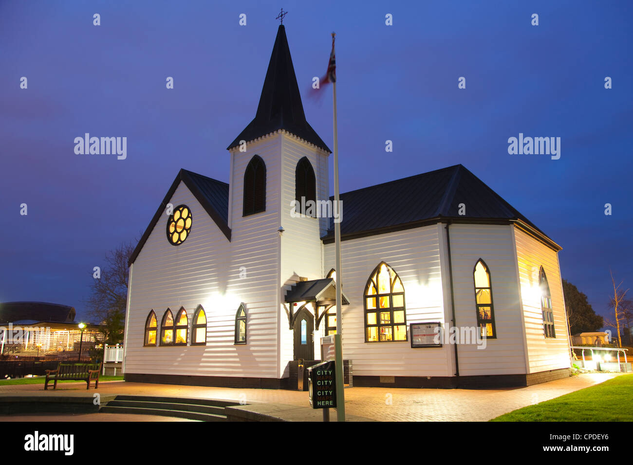 La Norwegian Church, la Bahía de Cardiff, Gales del Sur, el País de Gales, Reino Unido, Europa Foto de stock