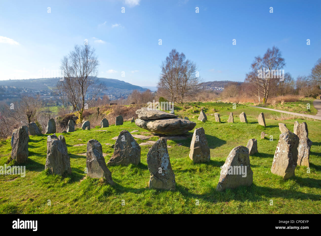 Gorsedd antiguas piedras, Pontypridd, Rhondda, Gales del Sur, el País de Gales, Reino Unido, Europa Foto de stock