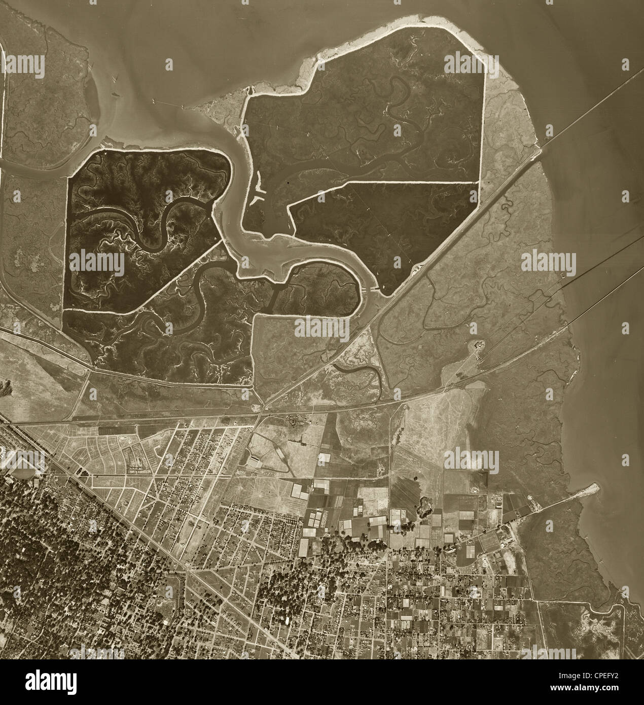 Fotografía aérea histórica de Menlo Park, California, 1948 Foto de stock