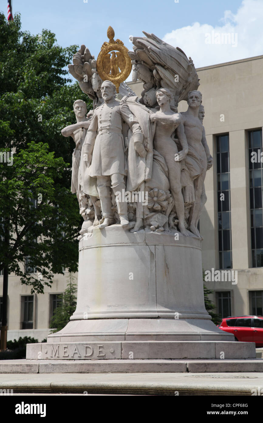 La estatua de George Gordon Meade, Washington D.C., capital del Distrito de Columbia U.S.A. Foto de stock