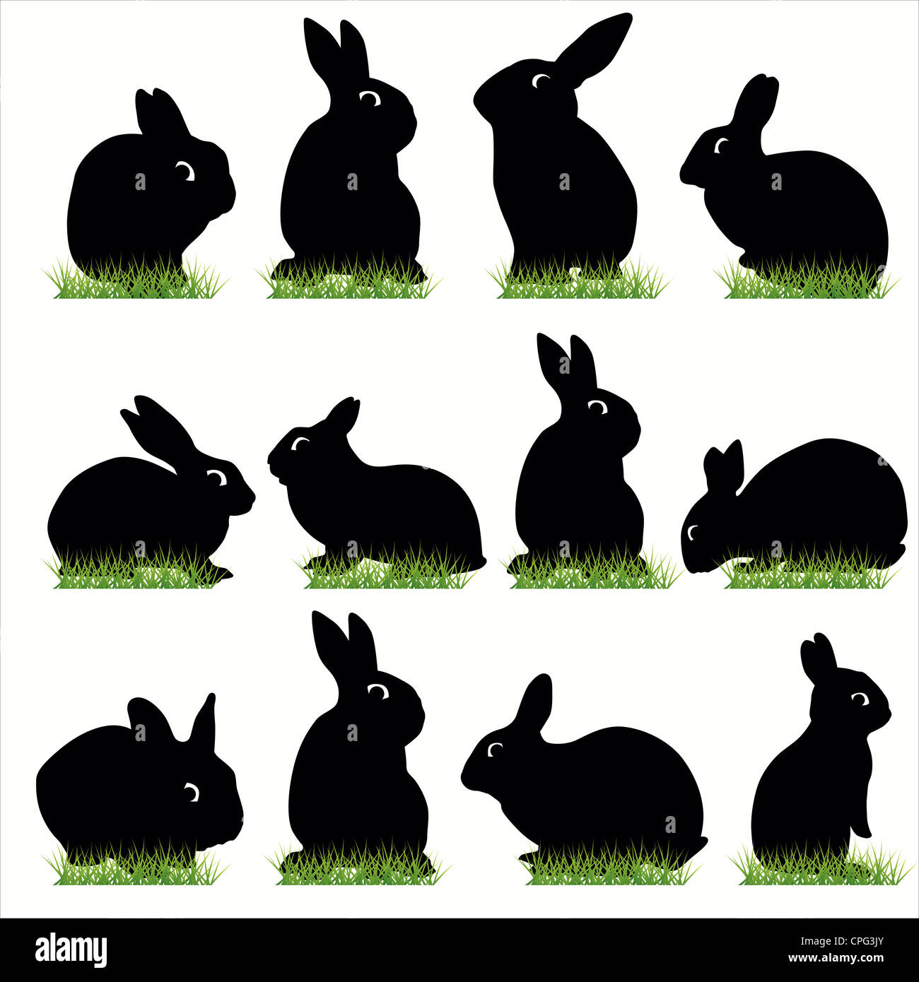 Conjunto de siluetas de conejos Foto de stock