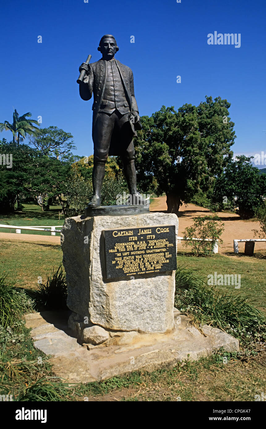 Memorial estatua del Capitán James Cook, Cooktown, Queensland, Australia Foto de stock