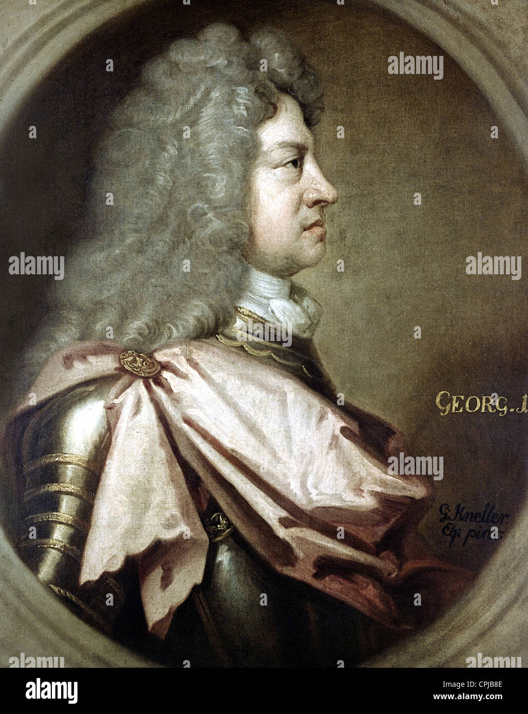 George I, 28.3.1660 - 11.6.1727, Rey de Gran Bretaña 1714 - 1727, retrato, cara lateral, pintura contemporánea, Foto de stock