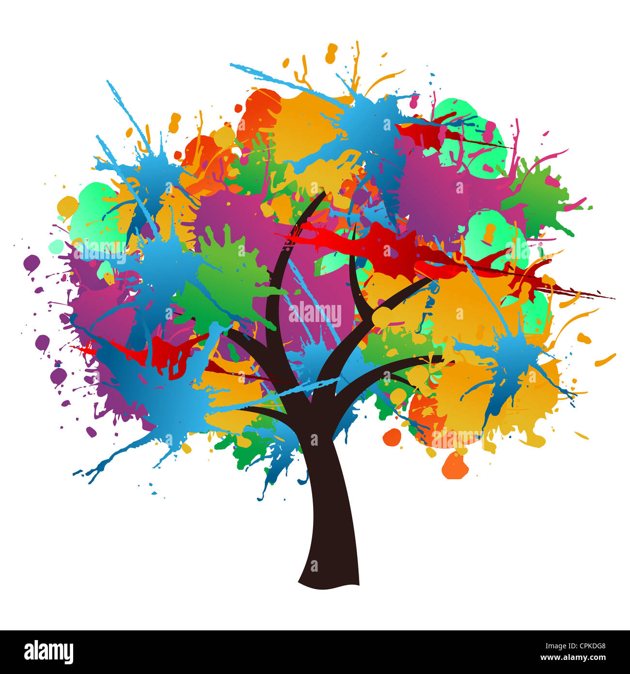 Salpicaduras de pintura abstracta aislada en la primavera del árbol. Capas  de archivo vectorial para una manipulación fácil y coloración personalizada  Fotografía de stock - Alamy