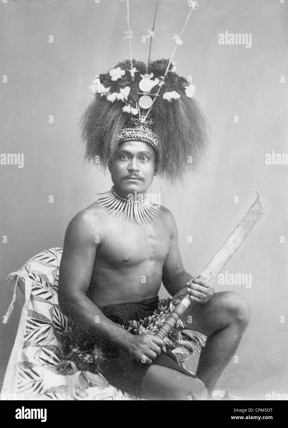 Guerrero de Samoa, aprox. 1900 Foto de stock