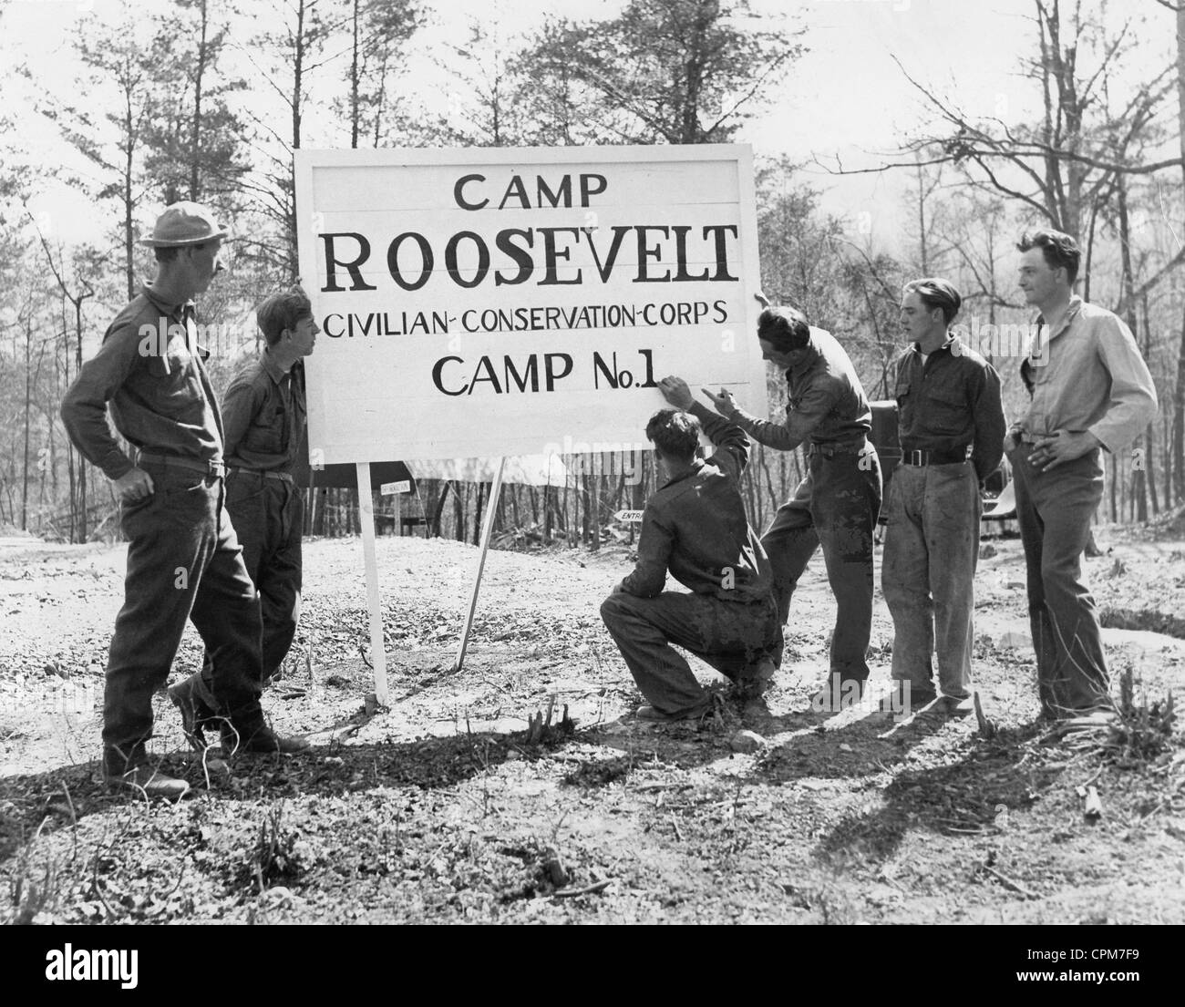 Los campamentos del Cuerpo Civil de Conservación, 1933. Foto de stock