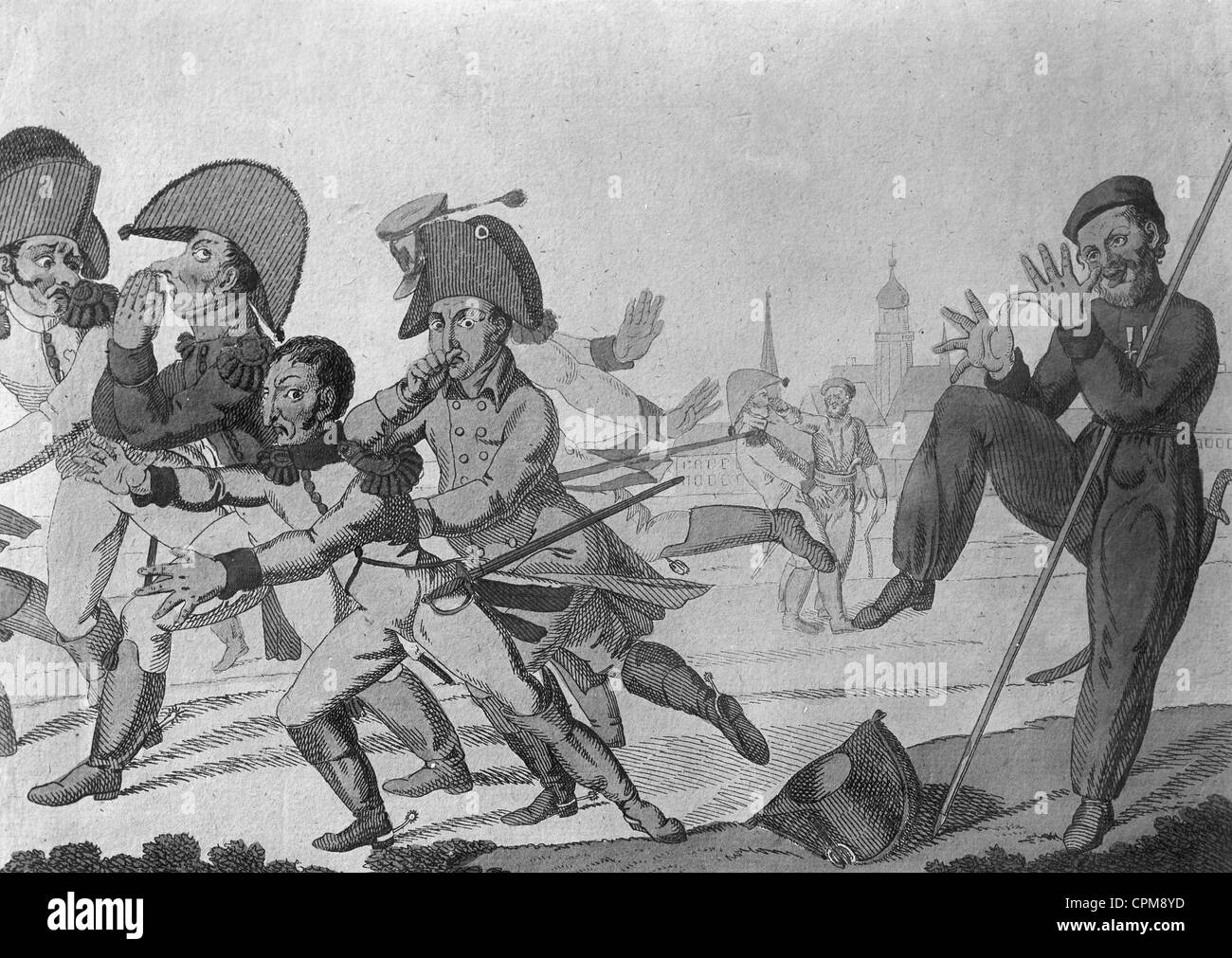 Escapar de Napoleón tras la batalla de Leipzig, 1813 Foto de stock