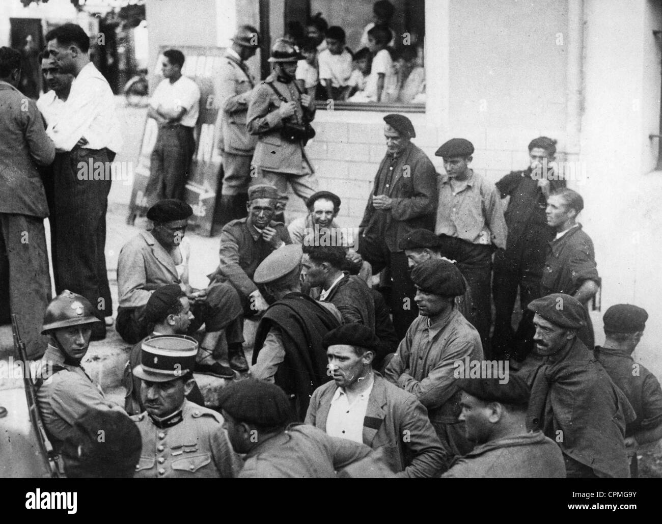 Los refugiados españoles en Francia, 1939 Foto de stock