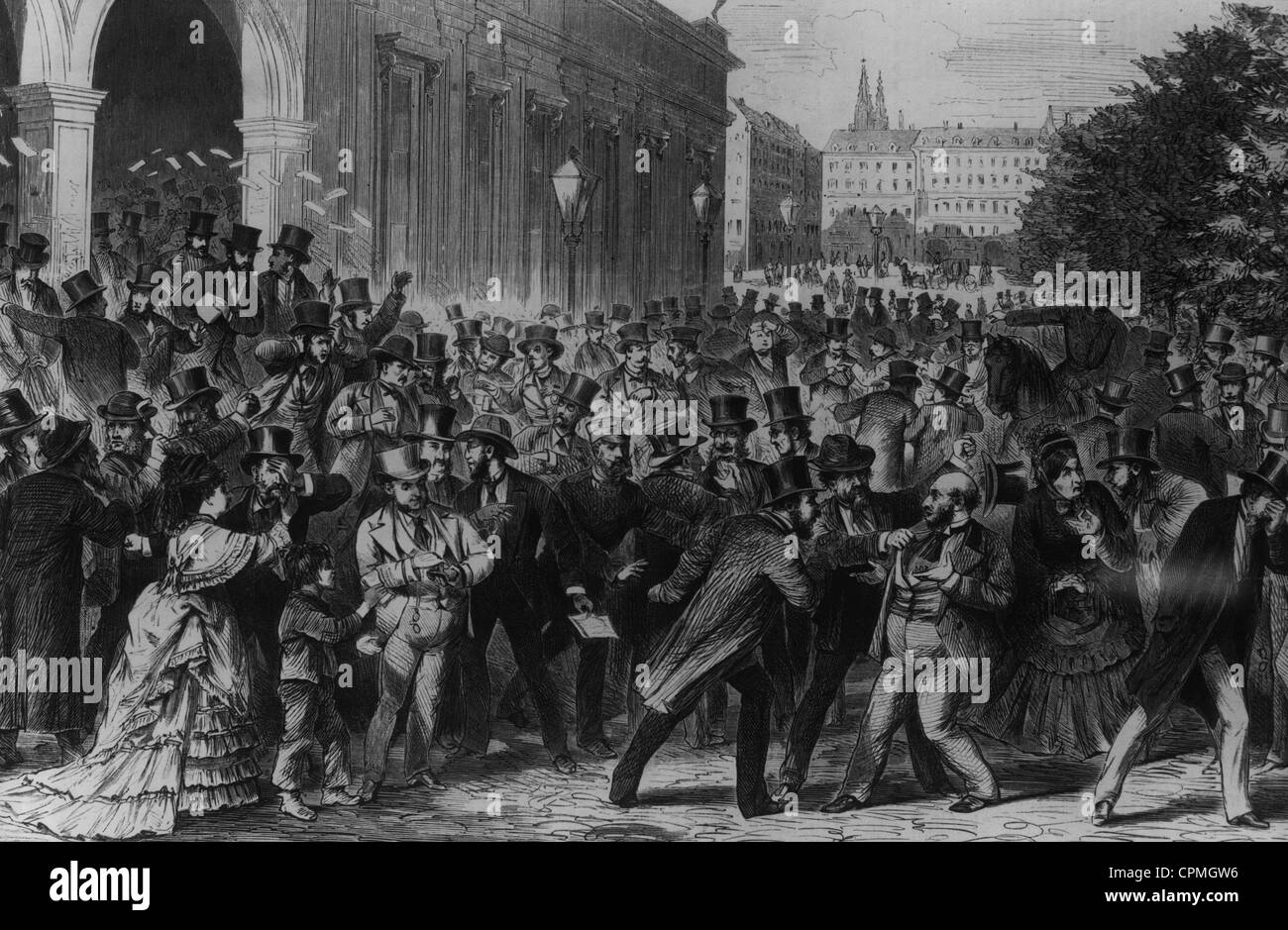 El hundimiento del mercado de Viena, 1873. Foto de stock