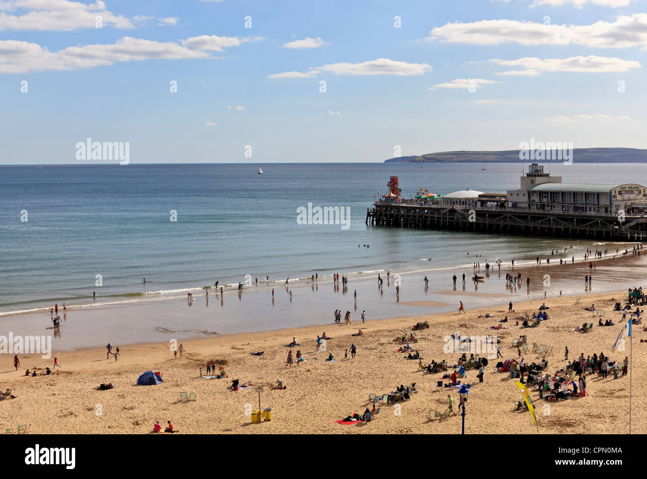 3984. Playa y muelle, Bournemouth, Dorset, Reino Unido Foto de stock