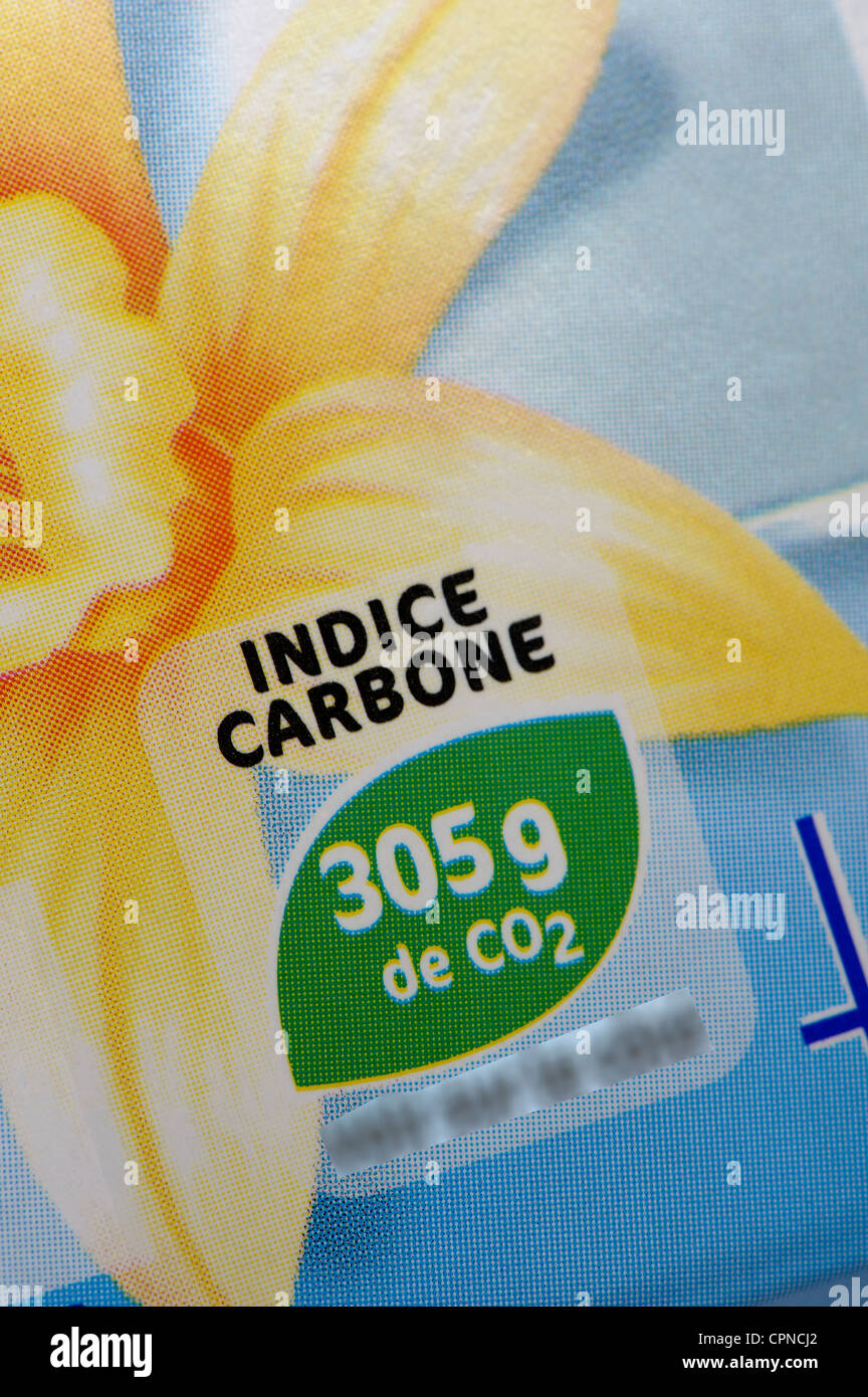 La huella de carbono de alimentos Foto de stock