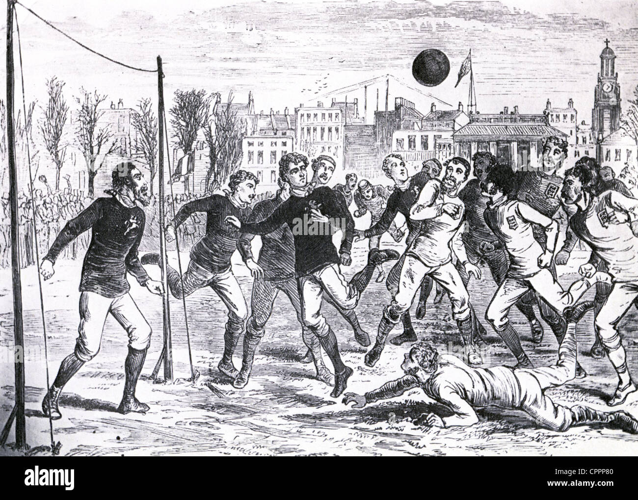 Fútbol: 1878 Inglaterra contra Escocia en el óvalo que Escocia ganó 7-2 Foto de stock