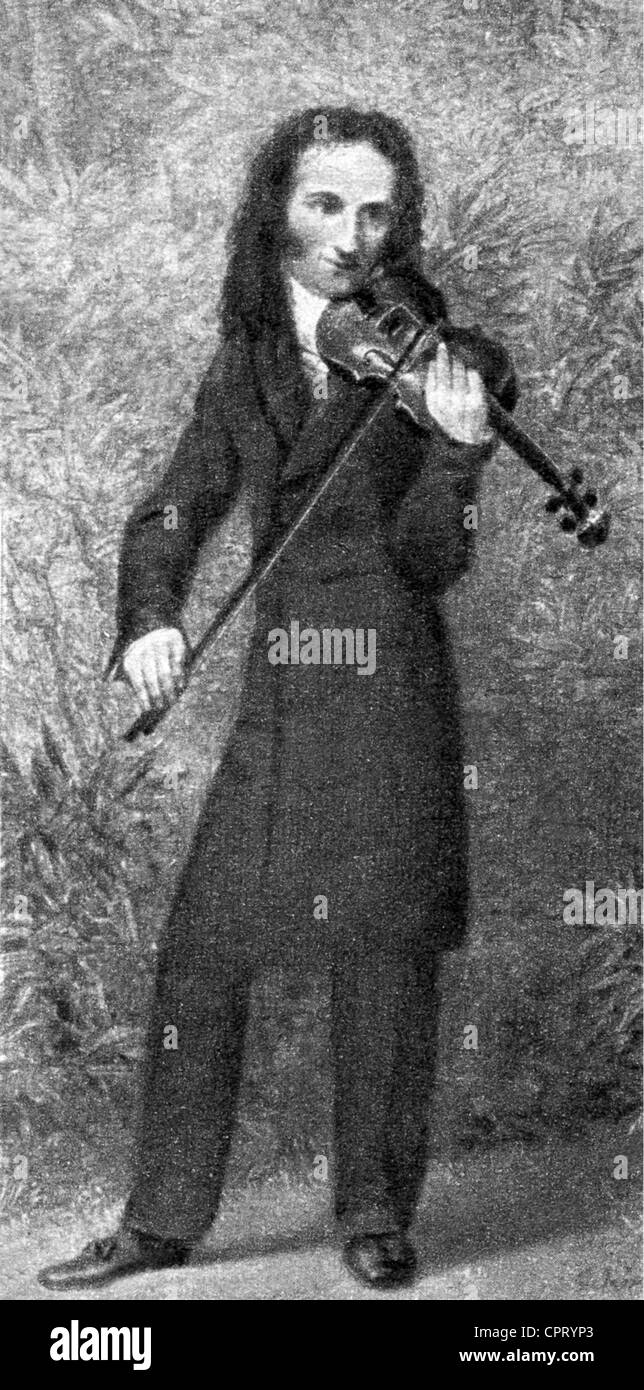 Paganini, Niccolo, 27.10.1782 - 27.5.1840, músico italiano (violinista,  compositor), de longitud completa, pintura de Georg Kersting (Paganini  tocando en una sola cuerda (G-String), siglo 19 Fotografía de stock - Alamy