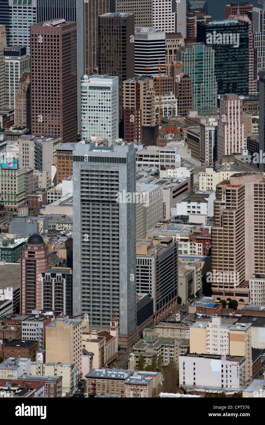 Fotografía aérea de alta sube cerca de Union Square, San Francisco, California Foto de stock