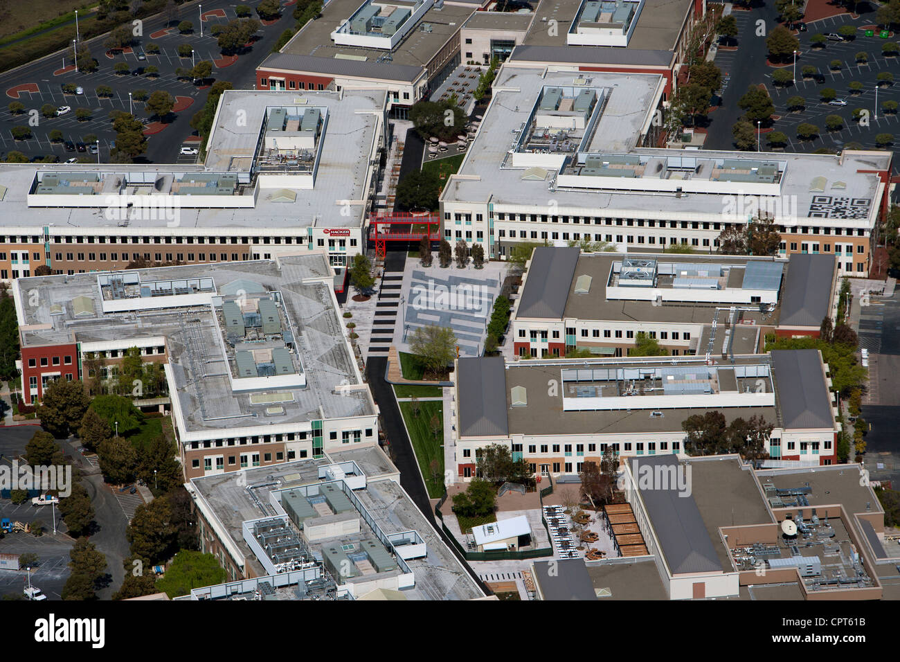 Fotografía aérea de la sede de Facebook, Menlo Park, California Foto de stock