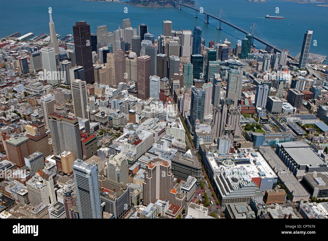 Fotografía aérea de Market Street, Union Square de San Francisco, California Foto de stock