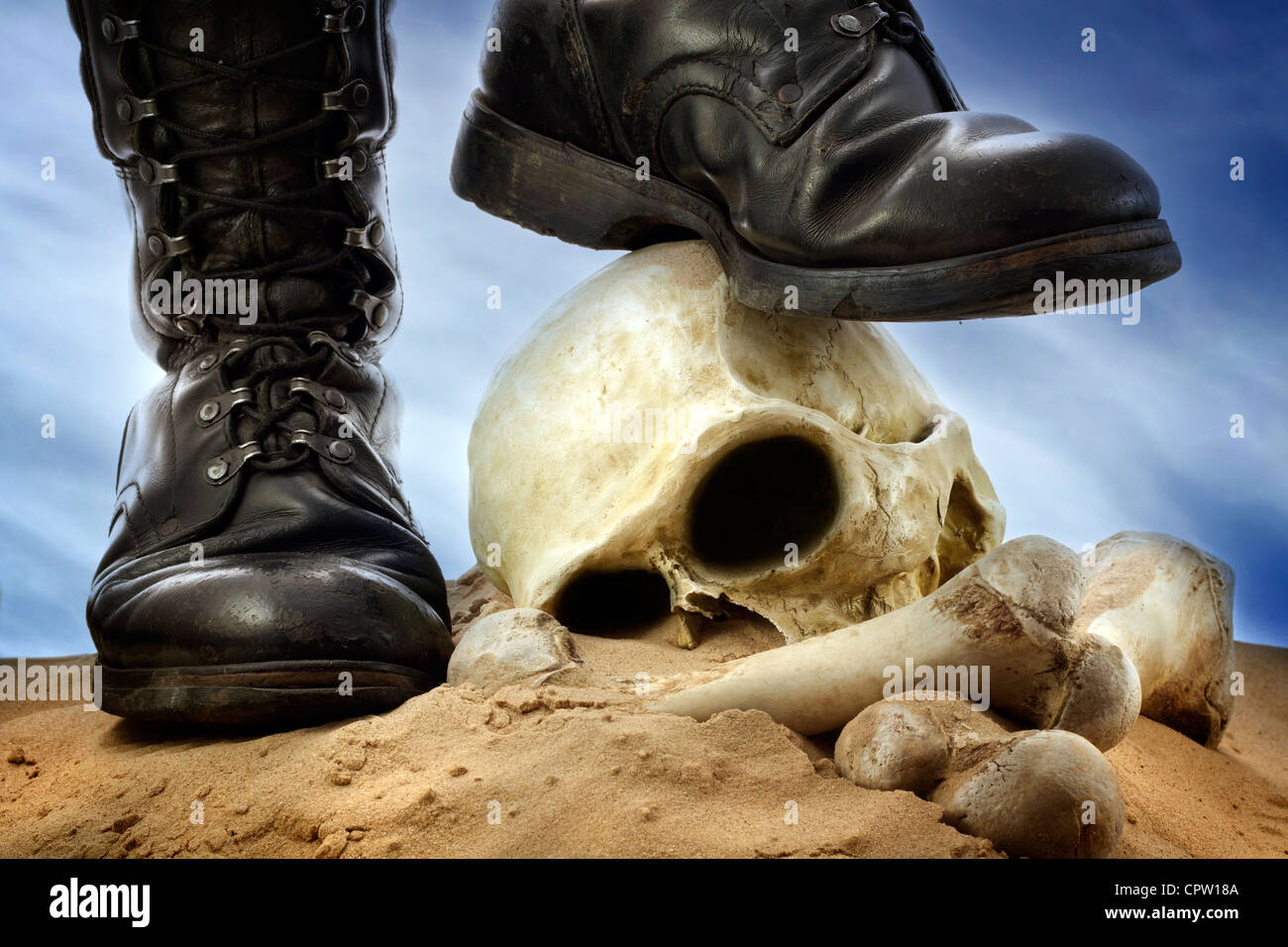 Zapatos militares Skull and Bones la crueldad de la guerra