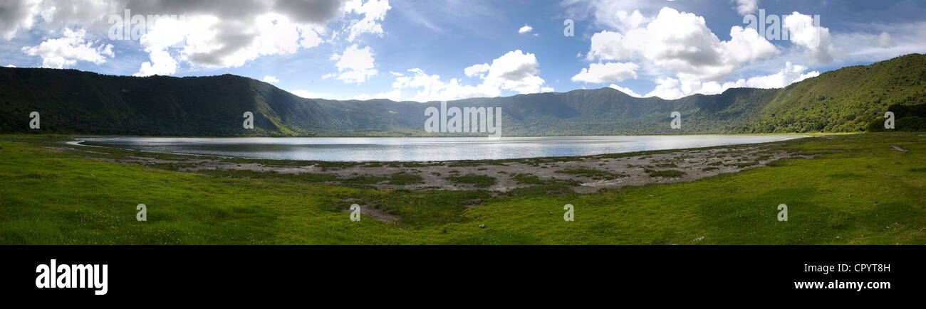 Panorama, Embakai cráter, el volcán, el Área de Conservación de Ngorongoro, Tanzania, África Foto de stock