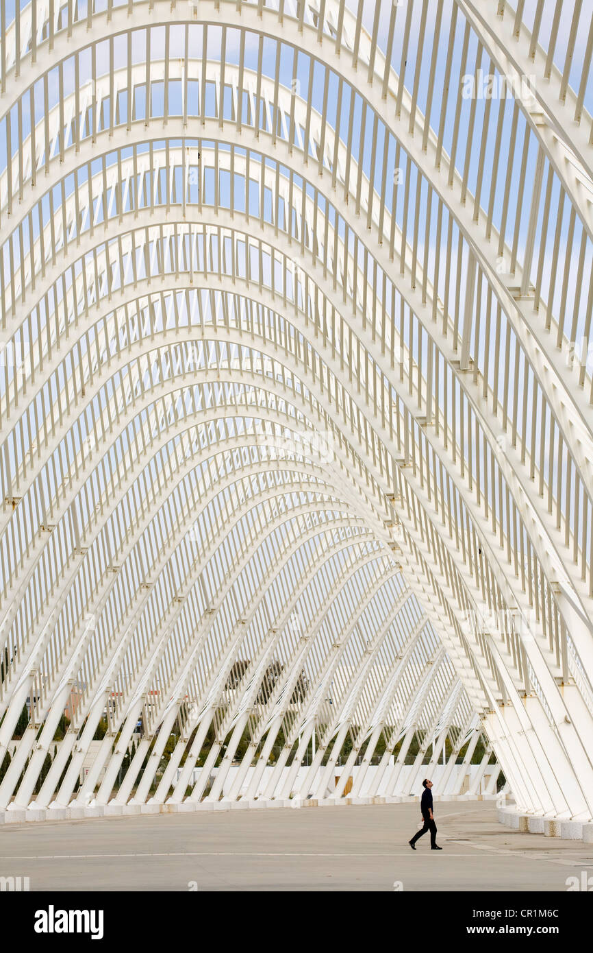 Ática, Grecia, Atenas, Maroussi, OAKA Olympic Stadium construido en 2004 por el arquitecto Santiago Calatrava Foto de stock