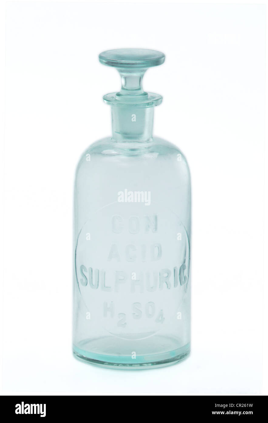 Botella de antigüedades para el almacenamiento de ácido sulfúrico Foto de stock