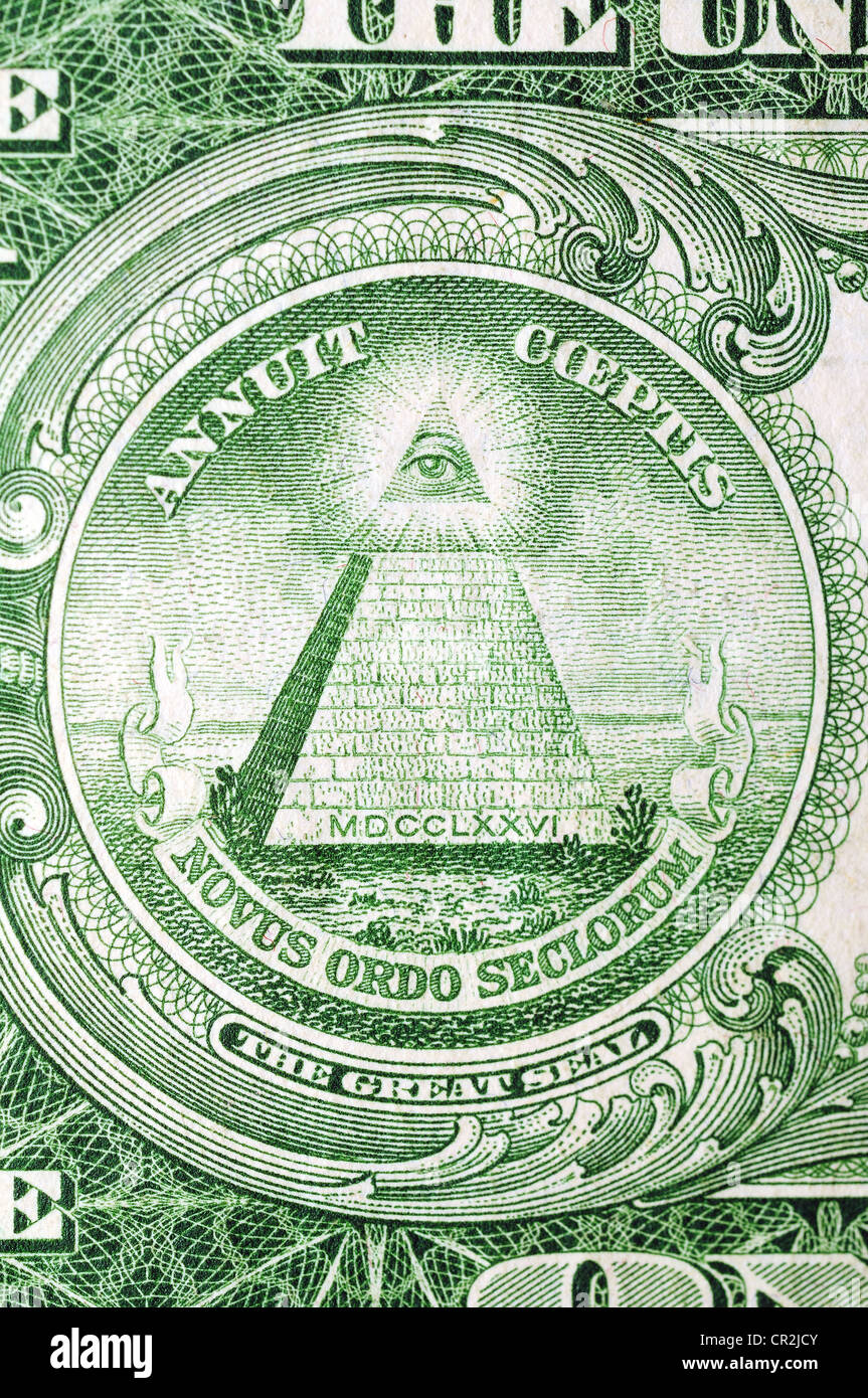 Histórico símbolo masónico, billetes de un dólar estadounidense sesiones 1935ª Foto de stock