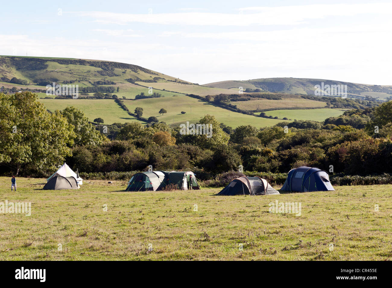 Purbeck Camping en Dorset Foto de stock