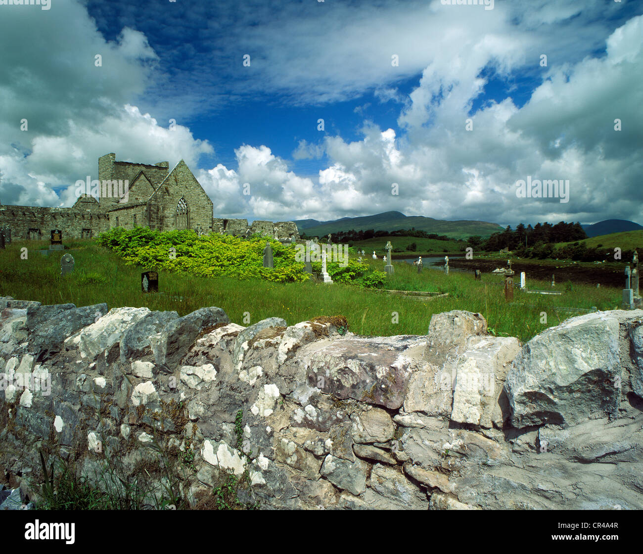 Abadía Burrishole, Newport, en el condado de Mayo, República de Irlanda, Europa Foto de stock