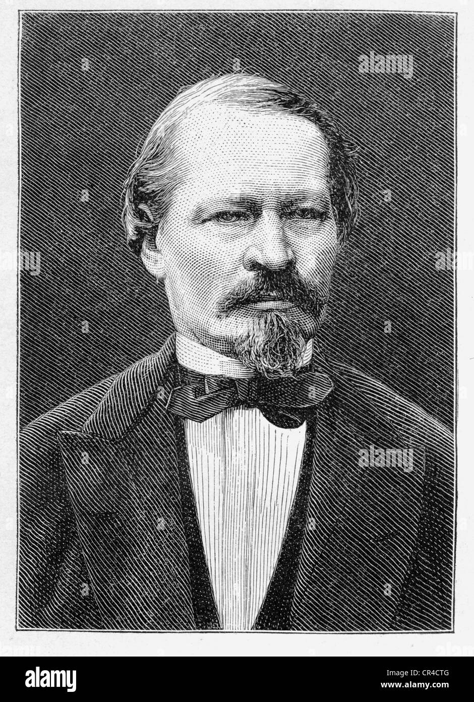 Gustav Freytag (1816 - 1895), escritor, acero grabado, antes de 1880 Foto de stock