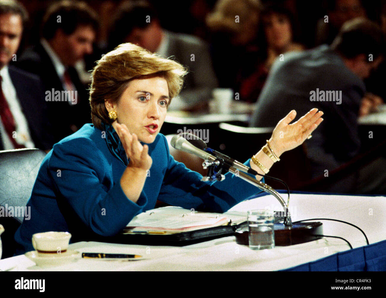 Clinton, Hillary, * 26.10.1947, político estadounidense (demócratas), Primera Dama 1993 - 2001, de duración media, durante una conferencia, a principios de los años 90, Foto de stock