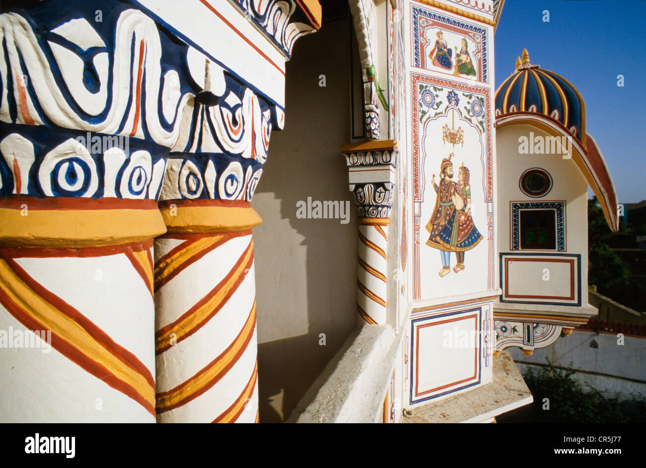 Maravillosamente pintado haveli, región Shekhavati, Mandava, Rajastán, India, Asia Foto de stock