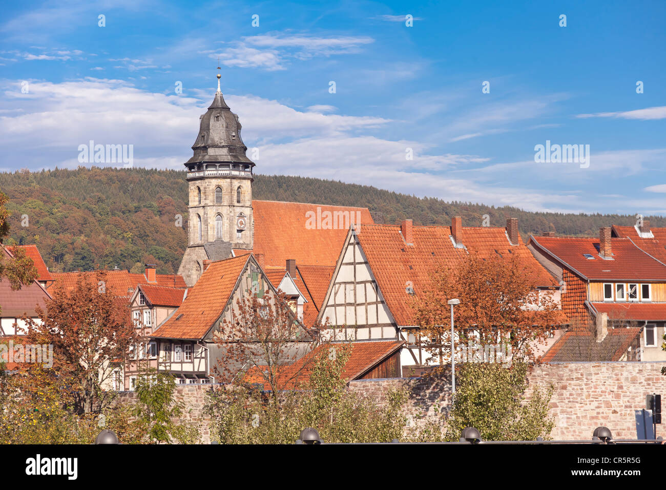 St. Blasius iglesia, centro histórico de la ciudad, Hannoversch Muenden, Baja Sajonia, Alemania, Europa Foto de stock