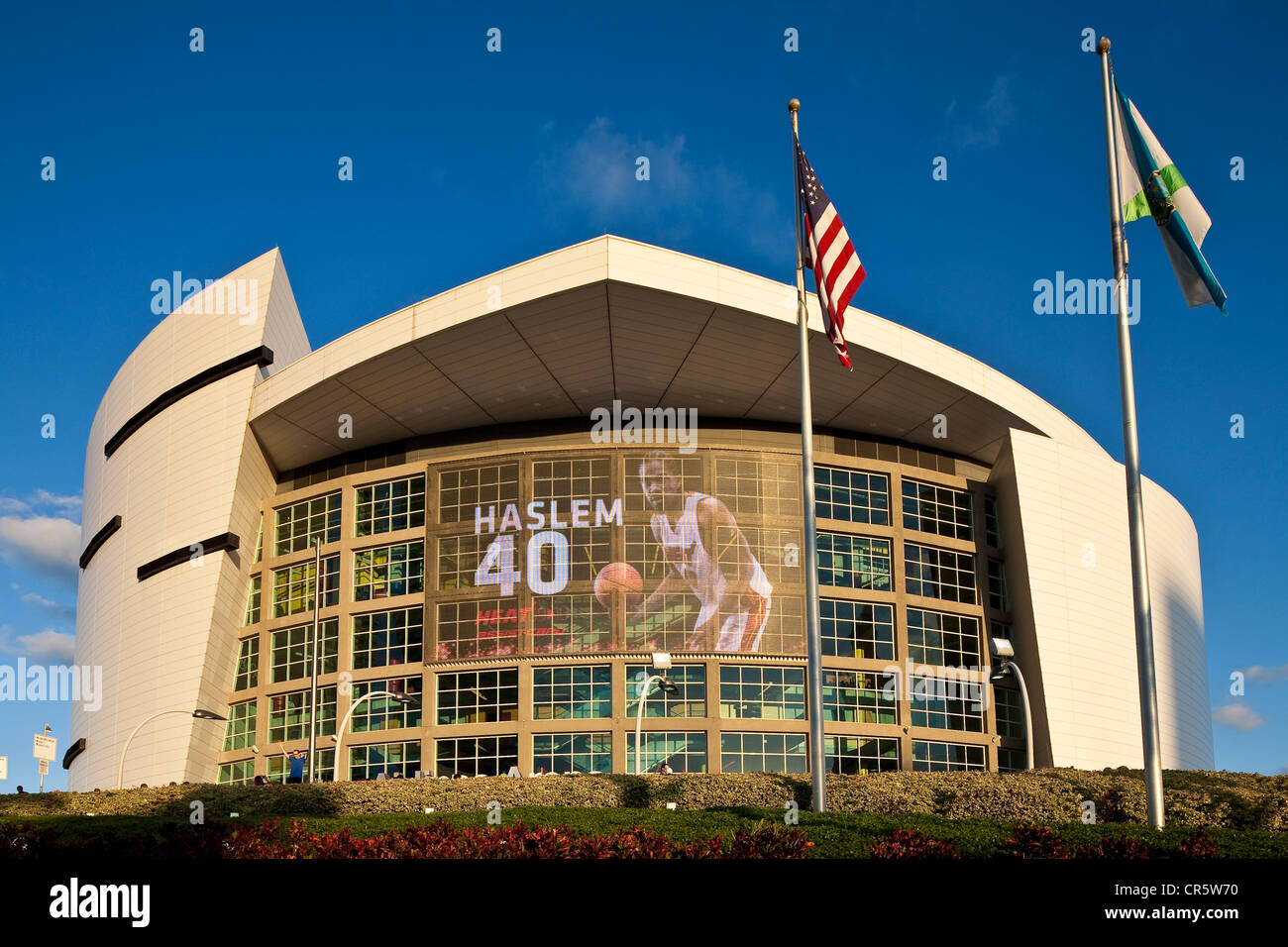 Estados Unidos, Florida, Miami, centro de la ciudad, el American Airlines Arena, el estadio deportivo inaugurado en 1999 y concebido por Foto de stock