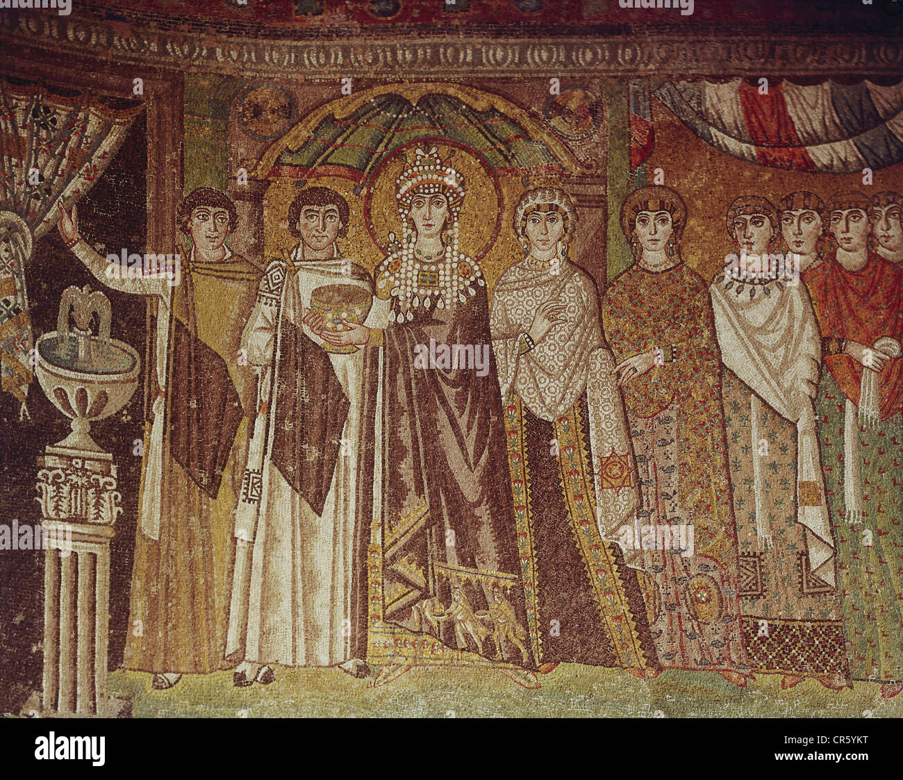 Teodora I, 497 - 28.6.548, emperatriz, mosaico bizantino, la Basílica de San Vitale, Ravenna, circa 540, románico, un cristiano temprano Foto de stock