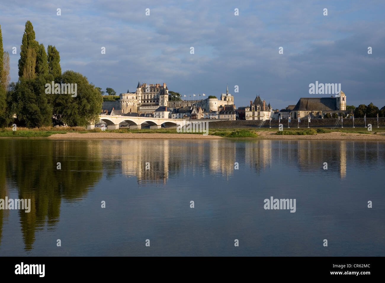 Francia, Indre et Loire, Patrimonio Mundial de la UNESCO, el Valle del Loira, el Château d'Amboise, el castillo real en los bancos del río Loira Foto de stock
