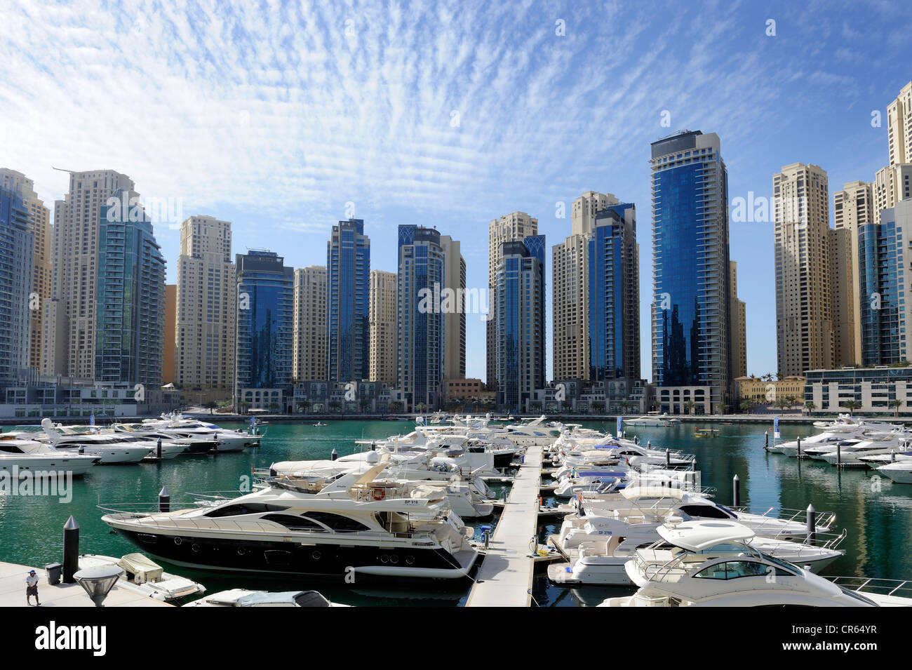 Dubai Marina Yacht Club, Jumeirah, Dubai, Emiratos Árabes Unidos, Oriente Medio Foto de stock