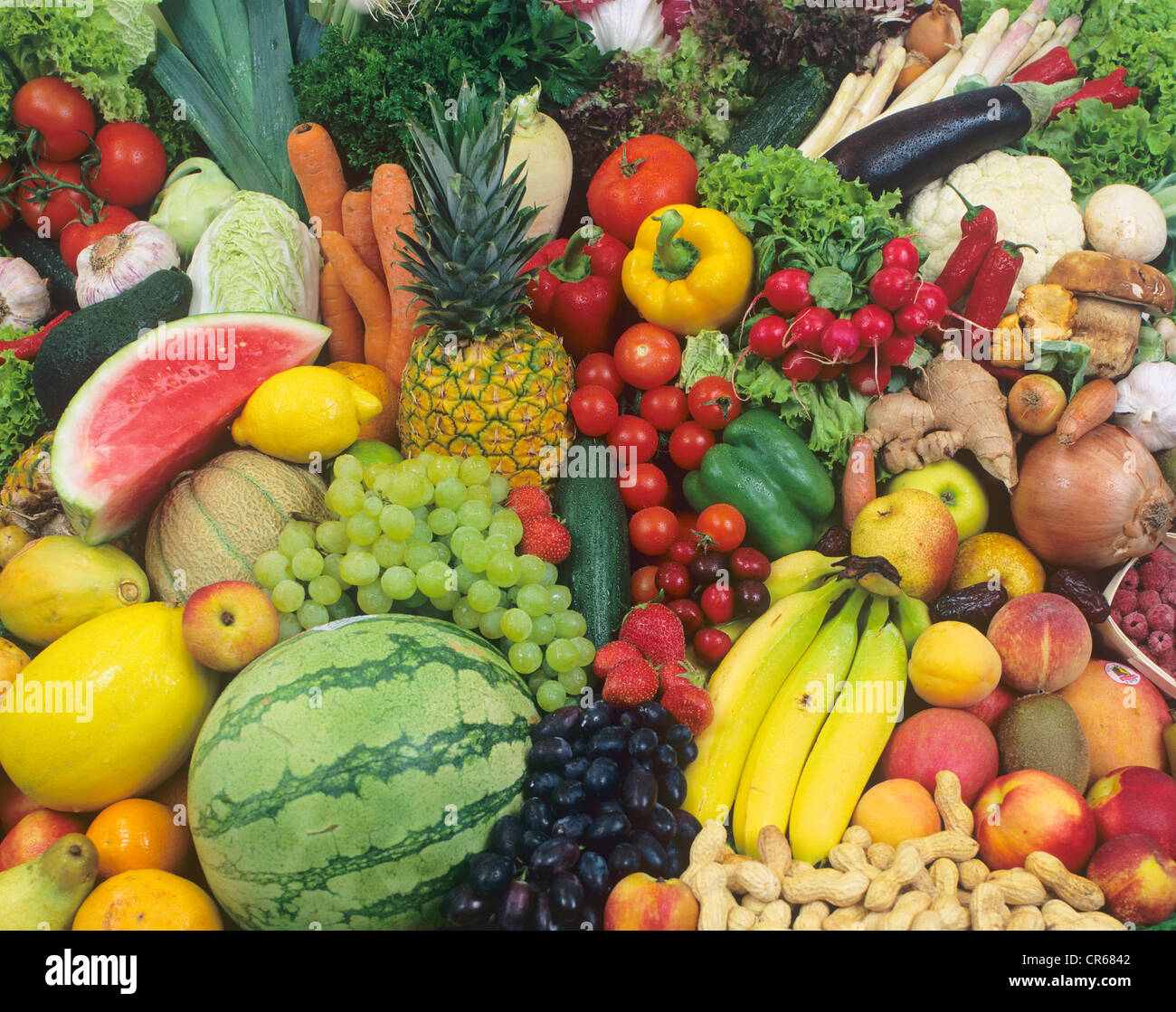 Frutas y verduras, mezcla de colores Foto de stock