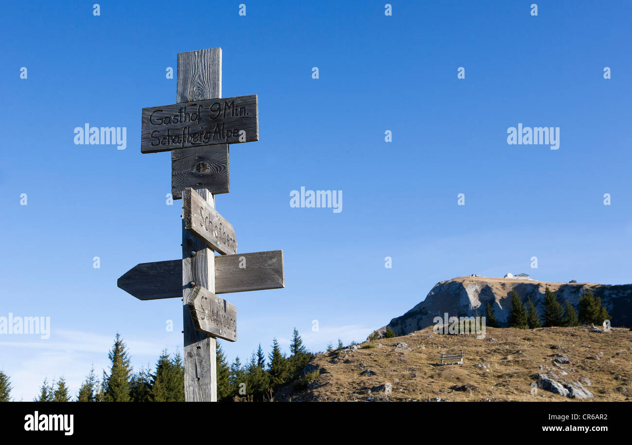 Austria, el cartel de la montaña Schafberg Foto de stock