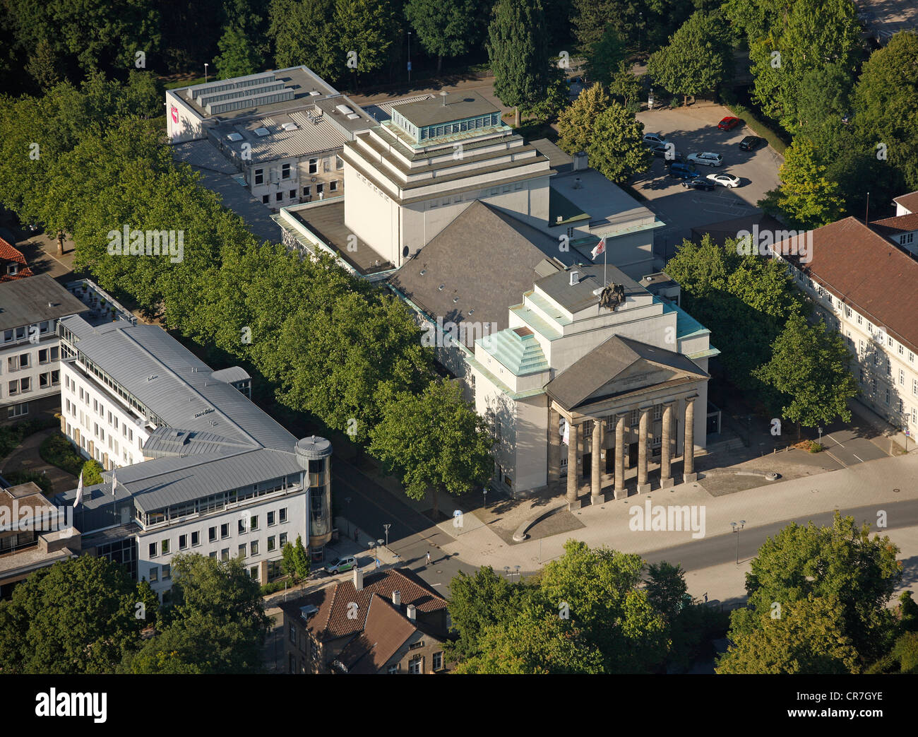 Vista aérea, Landestheater Detmold edificio, Ostwestfalen-Lippe, Westfalia Oriental, Renania del Norte-Westfalia, Alemania, Europa Foto de stock
