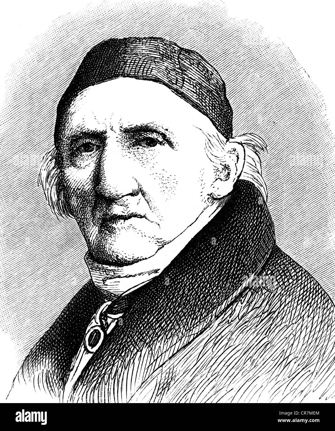 Schadow, Johann Gottfried, 20.5.1764 - 27.1.1850, escultor alemán y artista gráfico, retrato, grabado en madera, siglo 19, Foto de stock