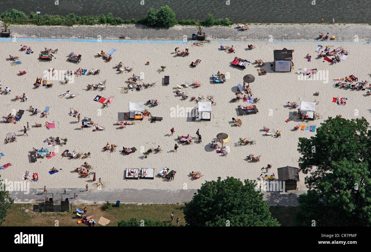 Vista aérea, Suedsee-Paradies Essen, Seaside Beach, el lago Baldeney Baldeney, Essen, área de Ruhr, Renania del Norte-Westfalia Foto de stock