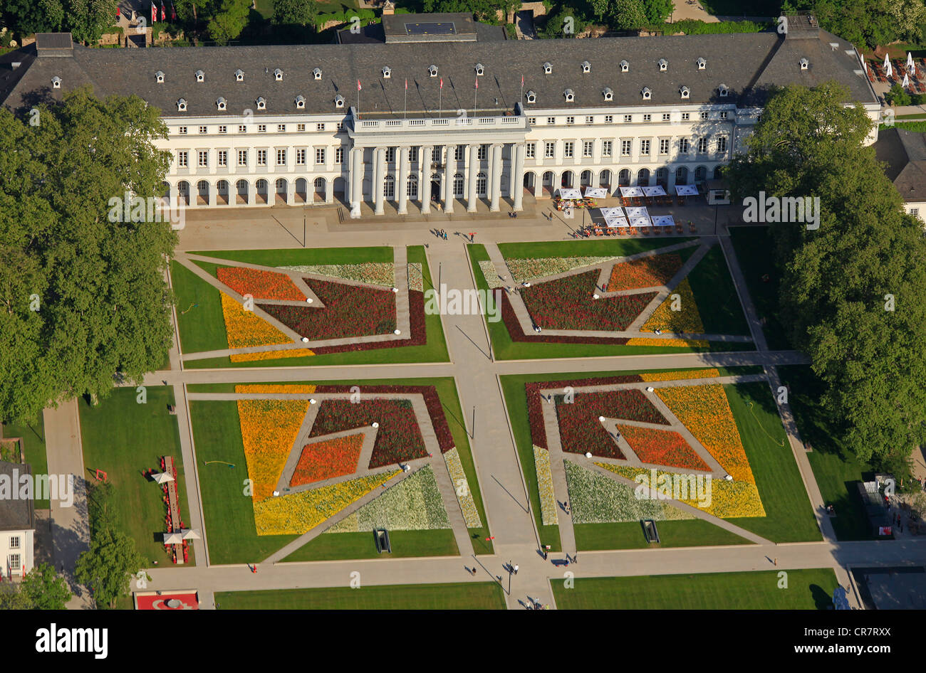 Vista aérea, horticultura Bundesgartenschau show, BuGa 2011, Palacio Electoral, Koblenz, Renania-Palatinado, Alemania, Europa Foto de stock