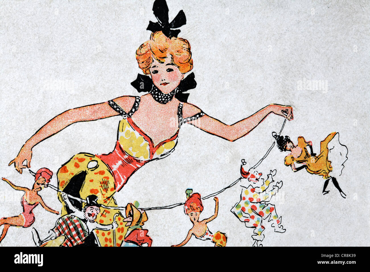 Ilustración de una bailarina revue parisina, programa histórico, alrededor de 1900, París, Francia, Europa Foto de stock