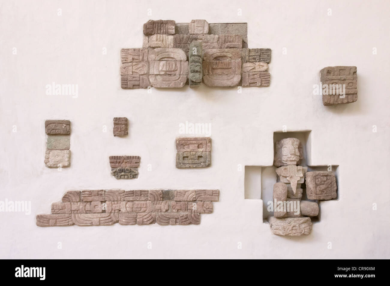 Los artefactos, Las Ruinas de Copán, sitio Maya de Copán, sitio del Patrimonio Mundial de la UNESCO, Honduras Foto de stock