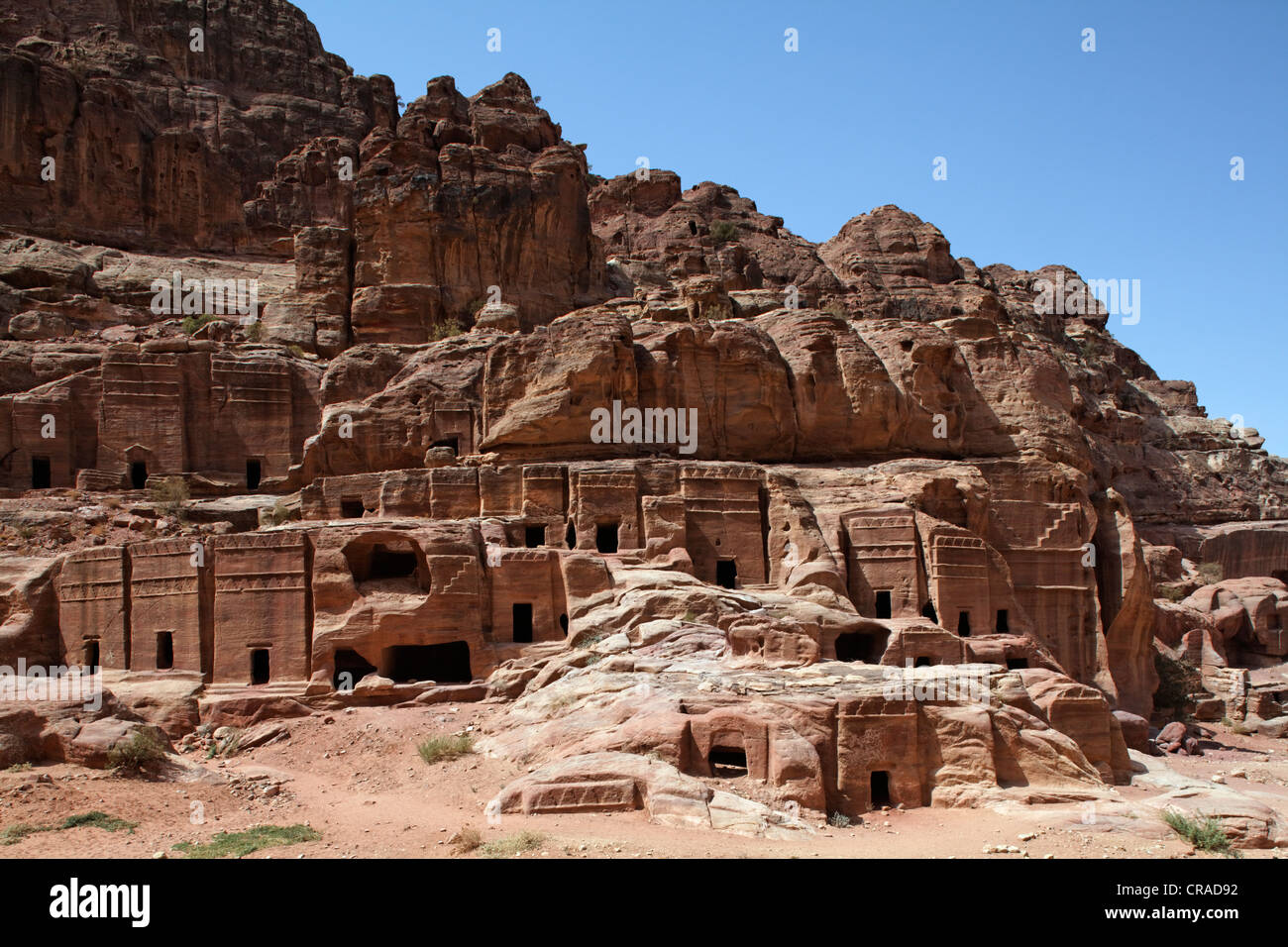 Las tumbas de roca, Petra, la ciudad capital de los nabateos, rock city, UNESCO World Hertage Sitio, Wadi Musa Foto de stock