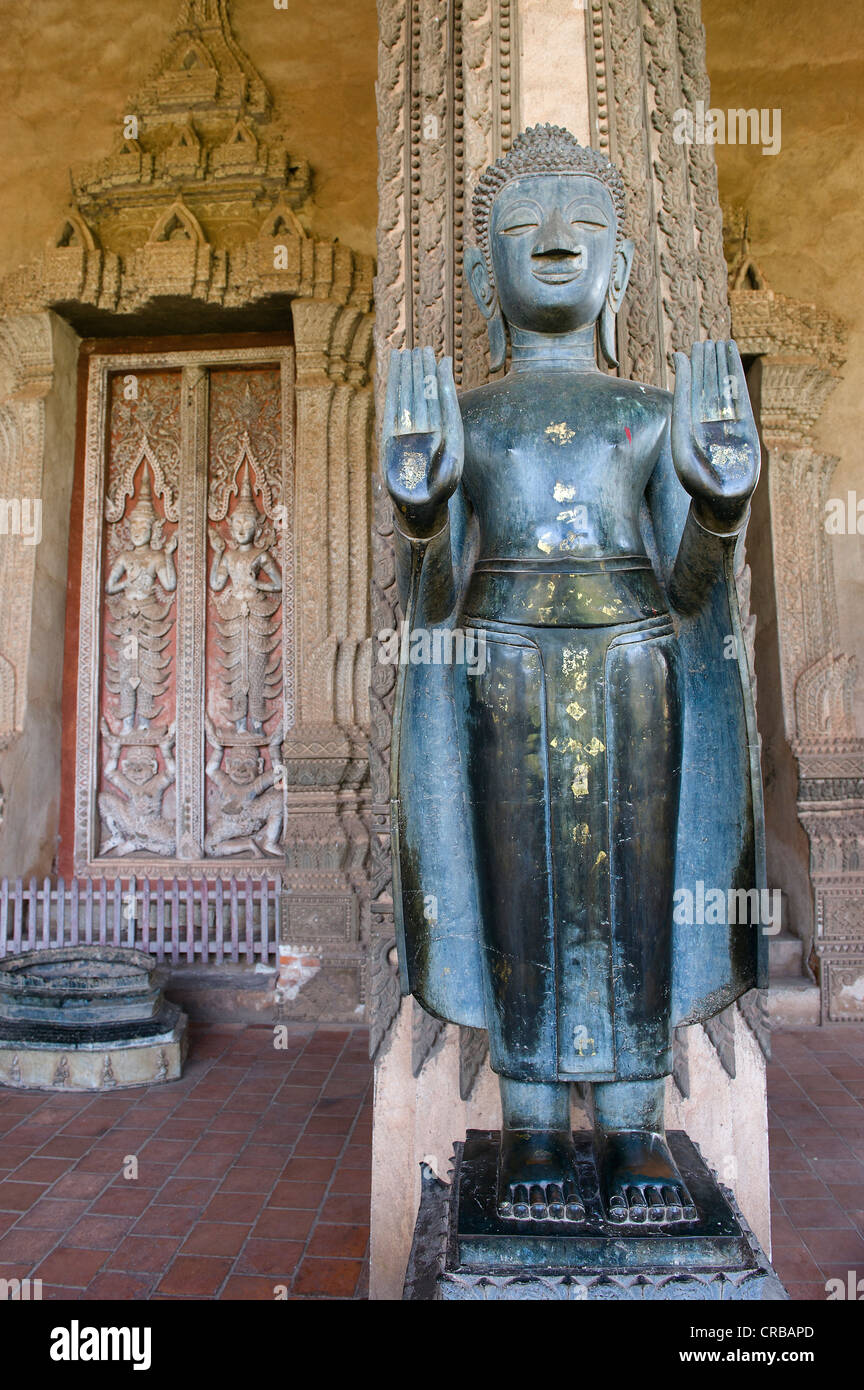 Estatua de Buda, el museo de arte Budista, Ho Phra Keo templo, Vientiane, Laos, Indochina, Asia Foto de stock
